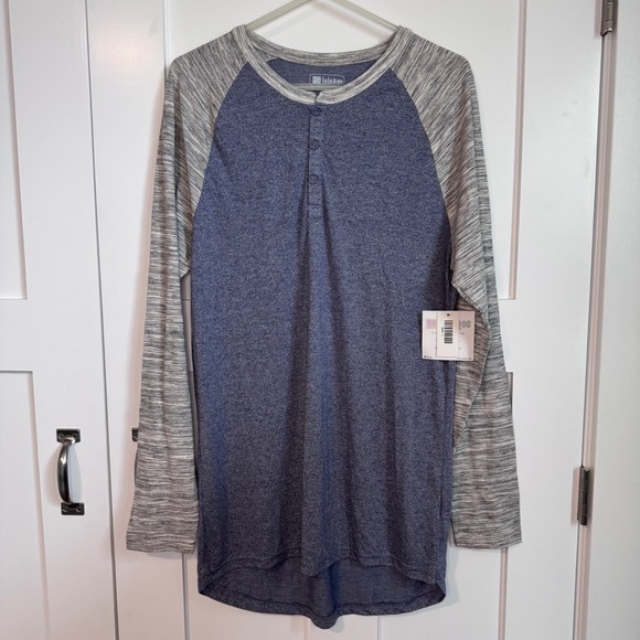 LuLaRoe Other - NWT LuLaRoe Mark Henley Long Sleeve Unisex Size Large Blue Gray Casual Cotton